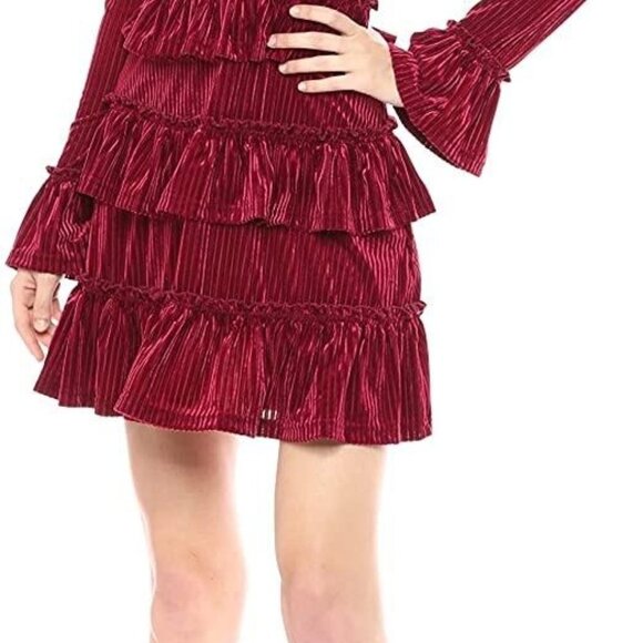 The Fifth Label Adore Velvet Ruffle Dress - Size Small, Cherry - Picture 12 of 16